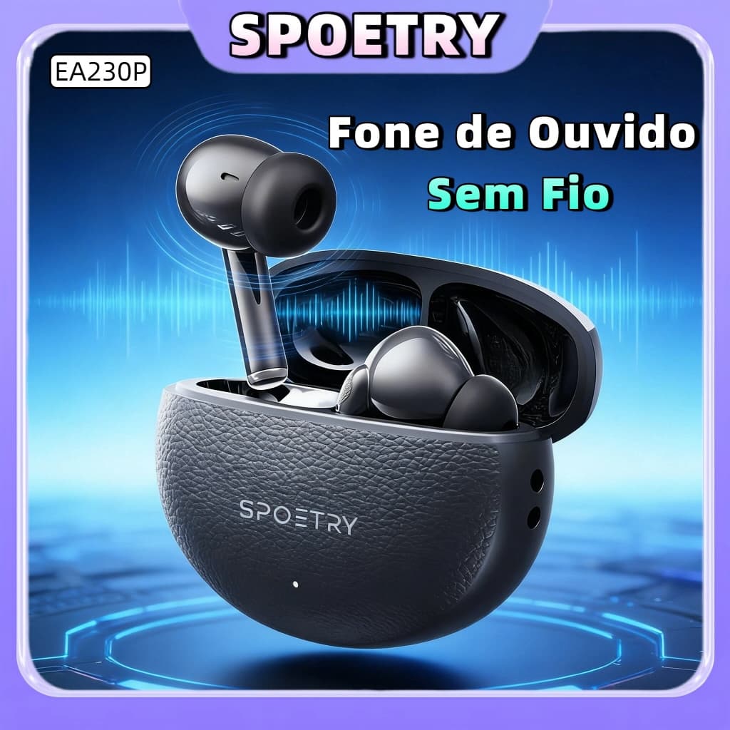 Fones de ouvido Bluetooth sem fio de alta qualidade com Redução de ruído SPOETRY EA230