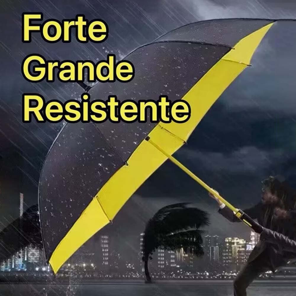 Guarda-chuva de grande porte — Reforçado com fibra de vidro, resistente e durável, eficaz contra sol e chuva.