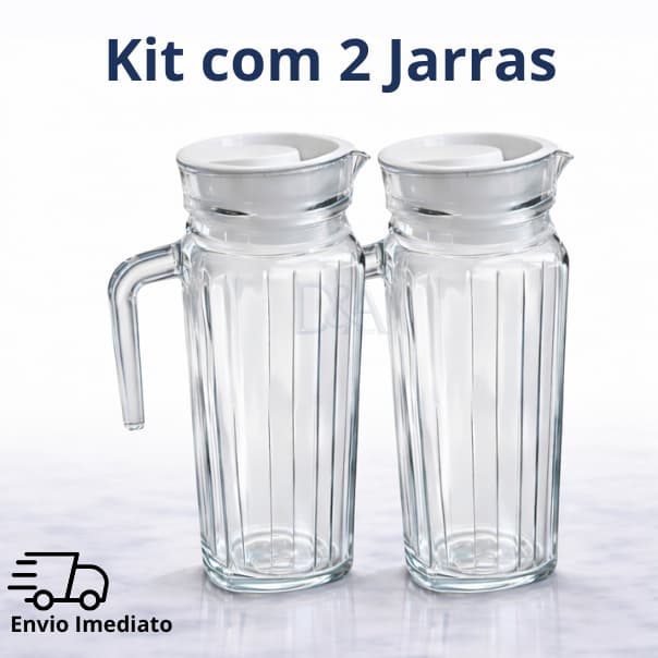 Jarra de Vidro Suiça 1L com Tampa Água Suco Vidro Resistente