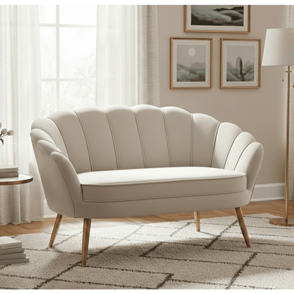 Namoradeira Sofá Poltrona 2 Lugares Pétala Veludo Pés Palito Sala Estar Quarto Recepção - AV