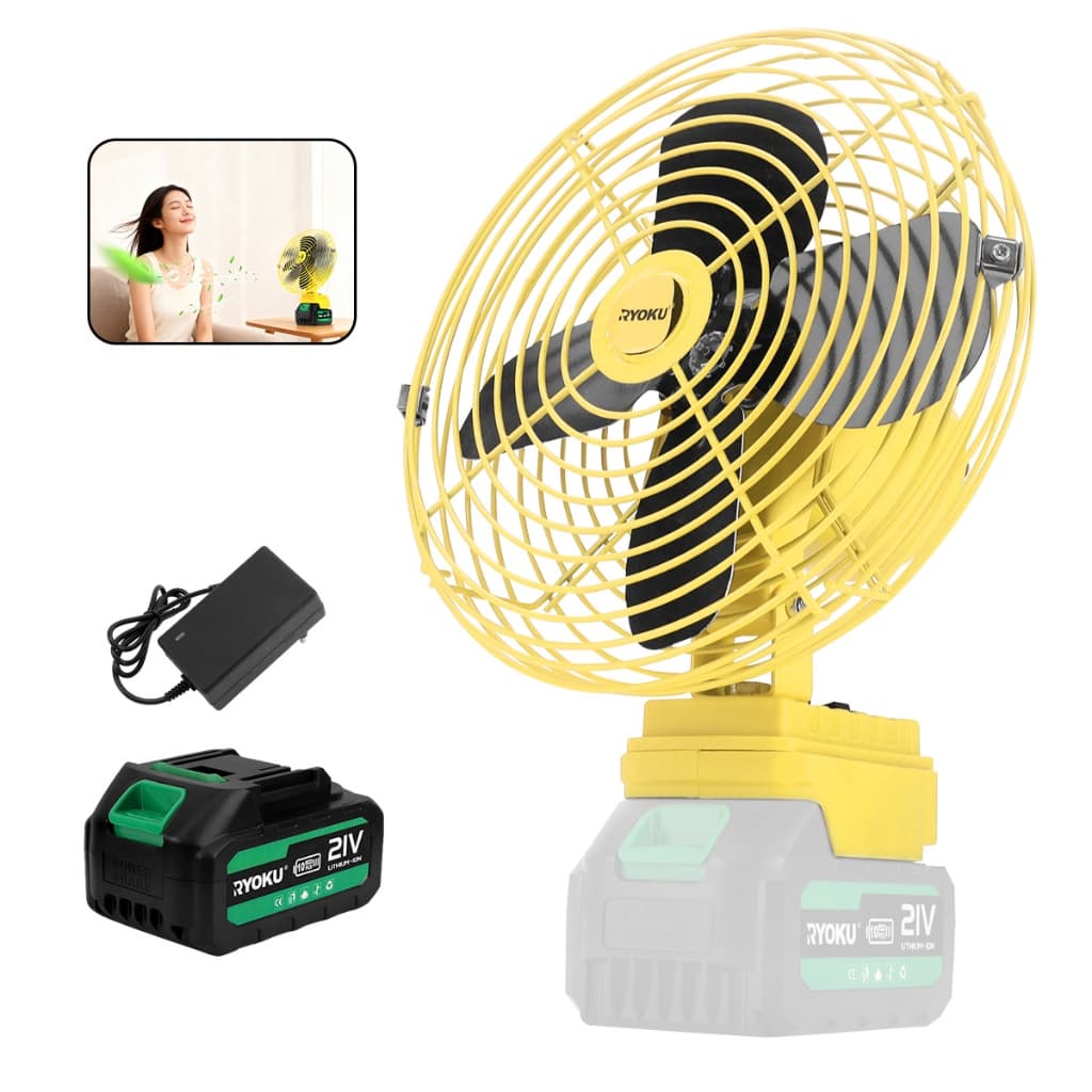Ventilador De Mesa Portátil Recarregável Ryoku Bateria De Lítio 8'' para Camping Viagens