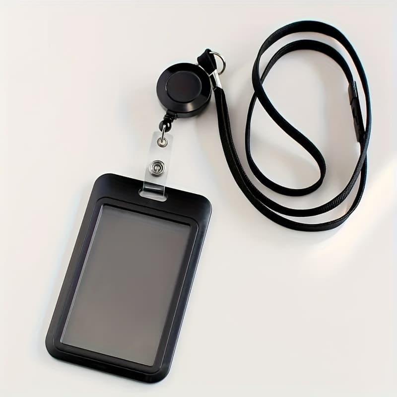 Porta cartão crachá com cordão Suporte de plástico para cartão retrátil
