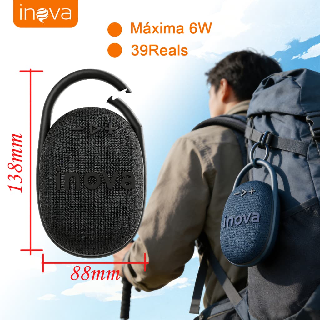 Inova caixa de som máxima 6W Bluetooth IPX6 Portatil alto-falante mochila 2 Formas de Conexão