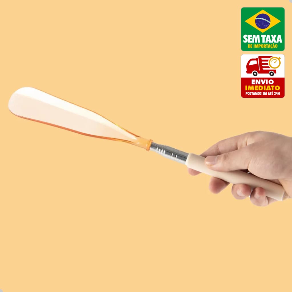 Calçadeira de Sapato Extensível Telescópica Retrátil Plástico e Metal Conforto Diário