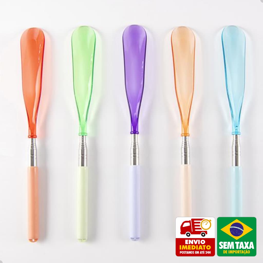 Calçadeira de Sapato Telescópica Extensível em Plástico e Metal Ajustável Cores Sortidas