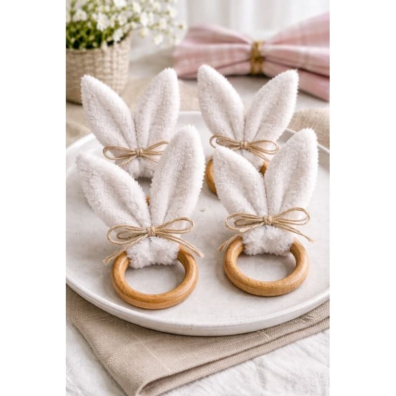 Kit Porta Guardanapo Páscoa 2026 - Orelhinhas de Coelho - Cor Bege - Mesa Posta