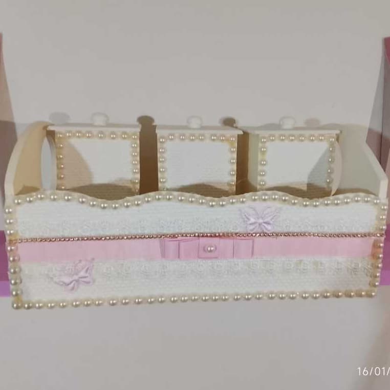 Kit Higine Cestinha 4 Peças MDF Borboleta