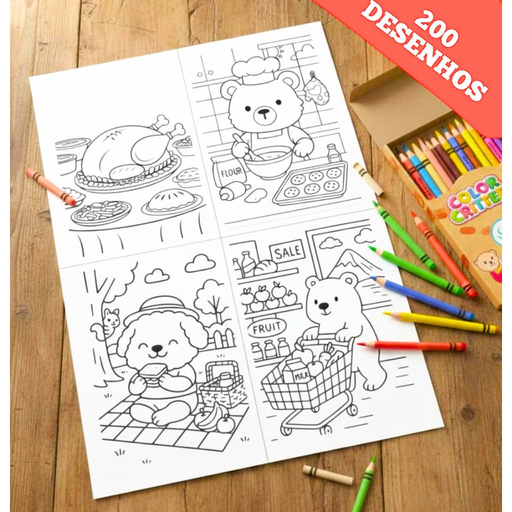 200 DESENHOS PARA COLORIR ALEATORIOS TEMA DIVERSOS TAMANHO A6 IMPRESSAO DE ALTA QUALIDADE