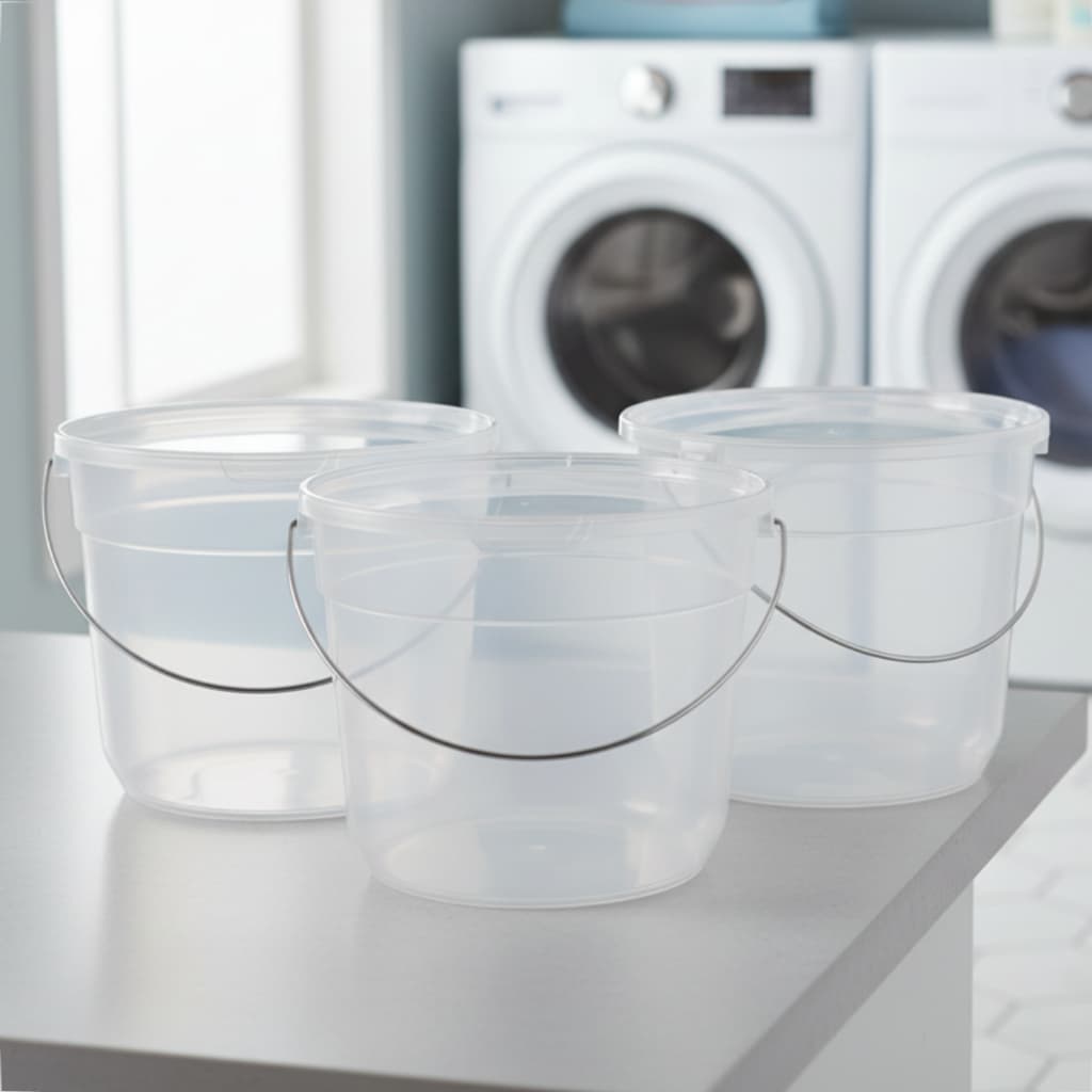 Kit 10 Baldes Plástico 8L Transparente Colorido Reforçado Com Alça Metalica Para Limpeza Pesada