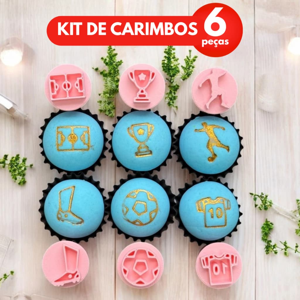 Kit Carimbos Para Doces Futebol para Brigadeiros, Massas e Biscoito - 6 peças