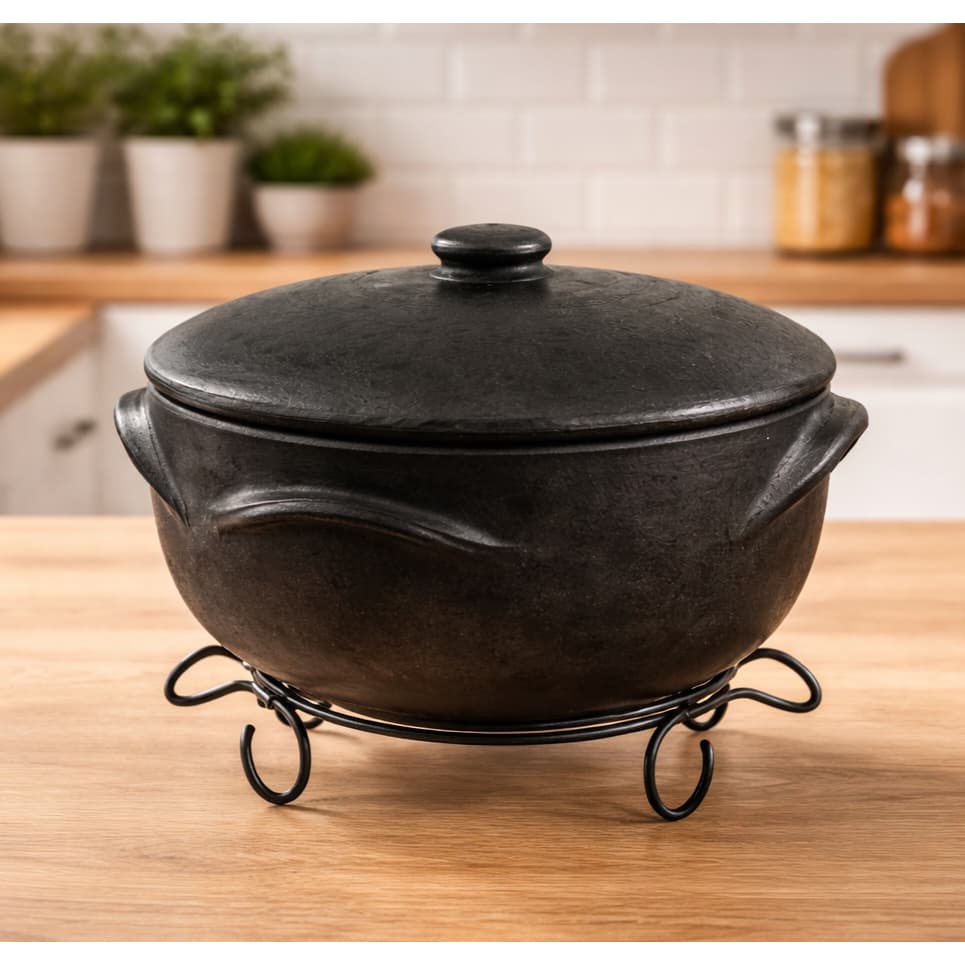 Panela de Barro Capixaba Preta 1L/2L/2,5L/3,5L/4,5 Litros (opções com ou sem suporte) - Artesanal