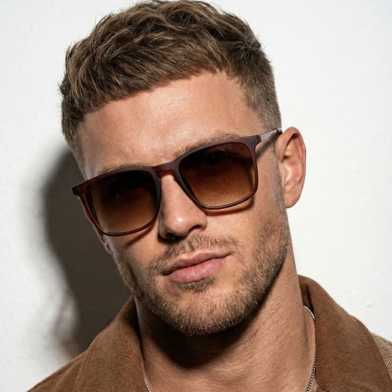 Óculos de Sol Madrid Marrom Degradê Quadrado Premium Clássico Vintage uv400 Feminino Masculino