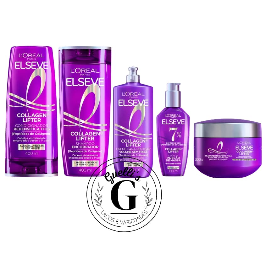 Kit Elseve 400ml Collagen Lifter ( Peptideos  de Colageno ) - Sh + Cond + Cr Pent + Cr Trat + Serum 100ml - Envio Rápido