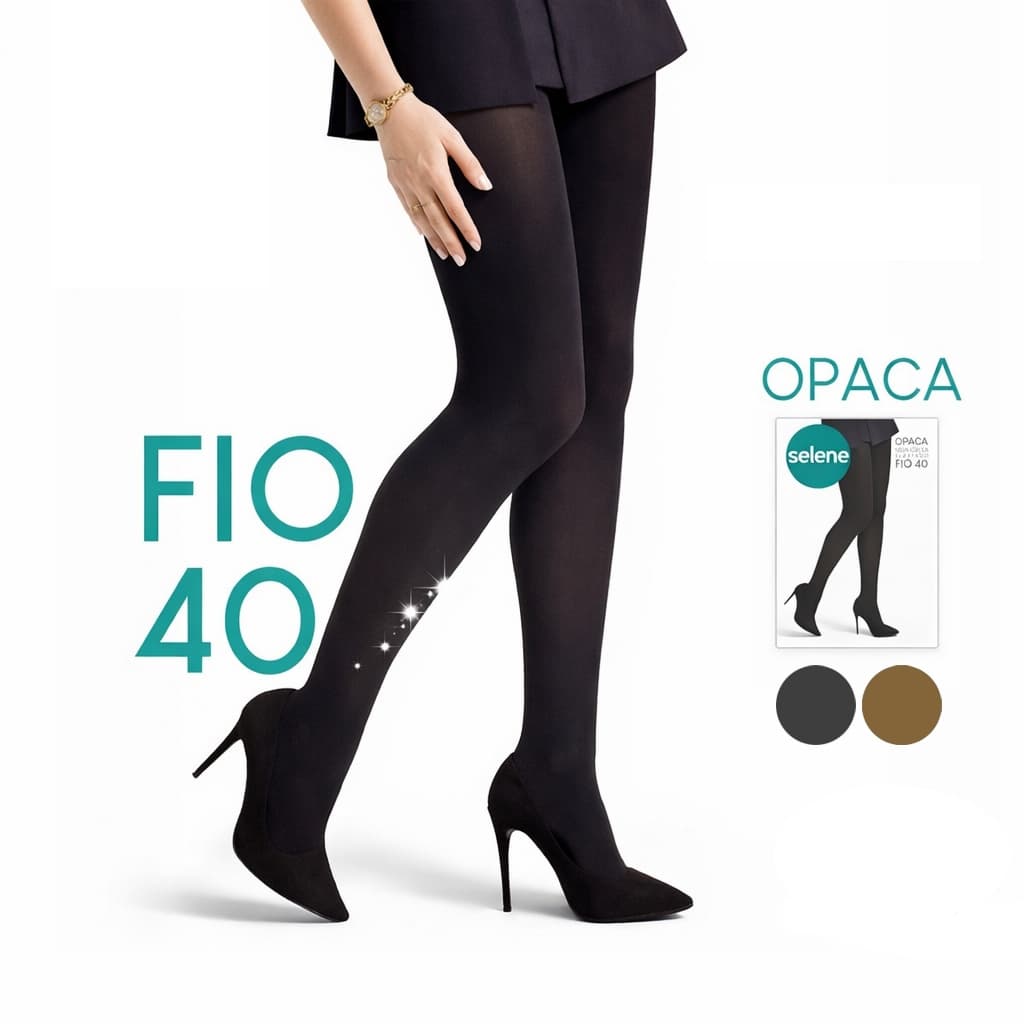Meia Calça Fio 40 Opaca Selene Original Preto Pó de Arroz Marrom