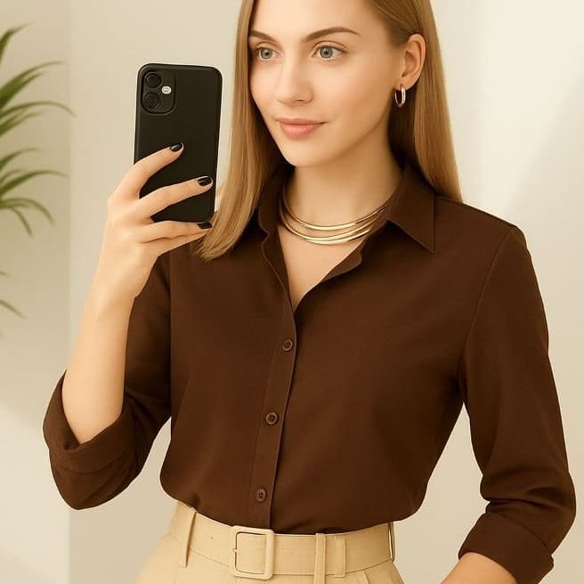 Camisa Social Viscolinho Feminina