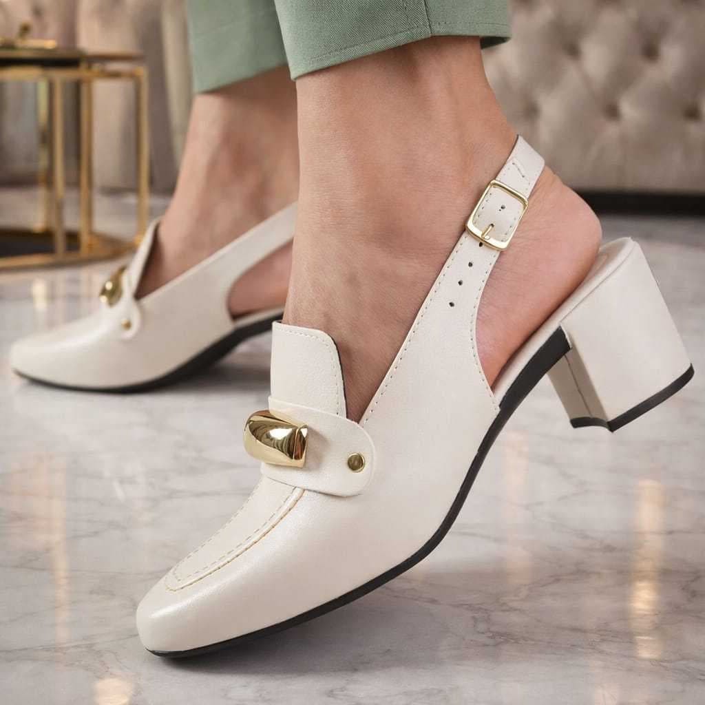 Sapato Feminino Modelo Mule Loafer Salto Bloco Grosso sandália