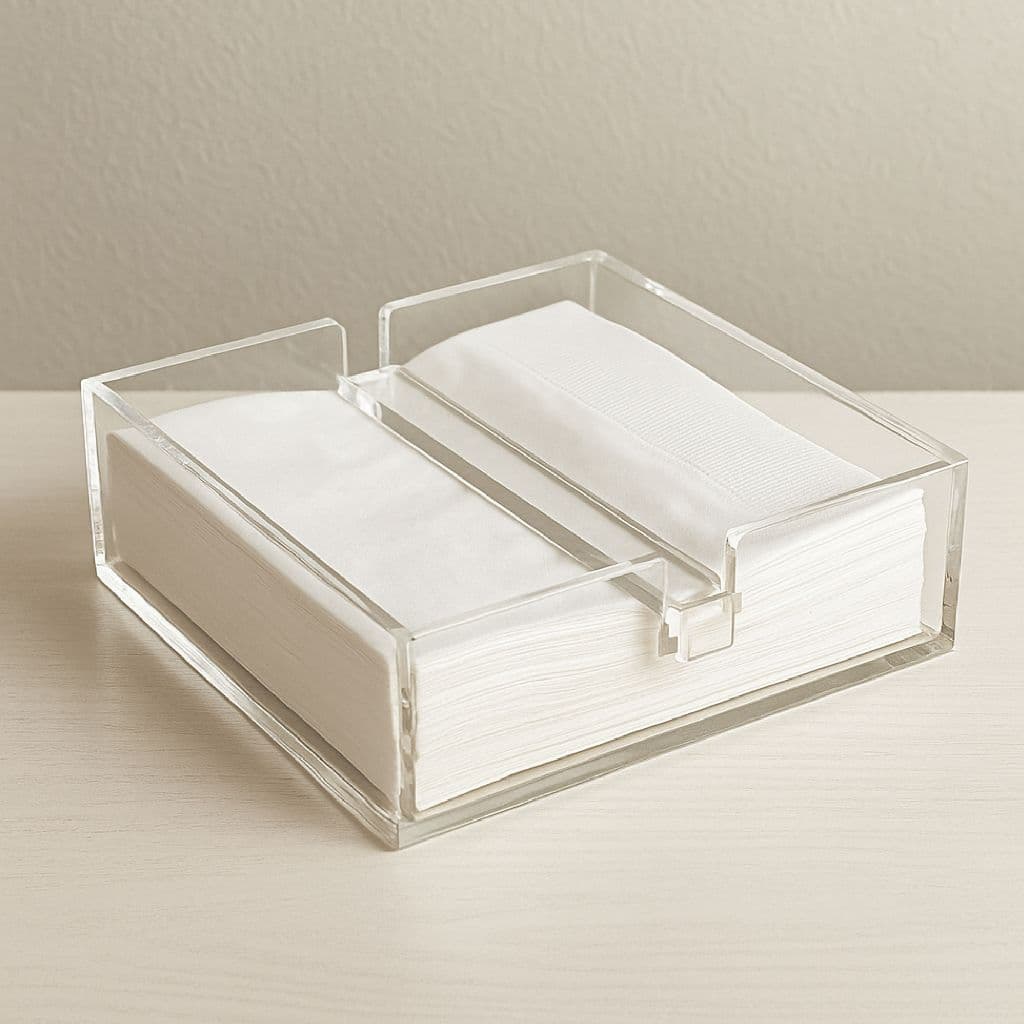 Porta Guardanapo em acrílico, com trava central removível