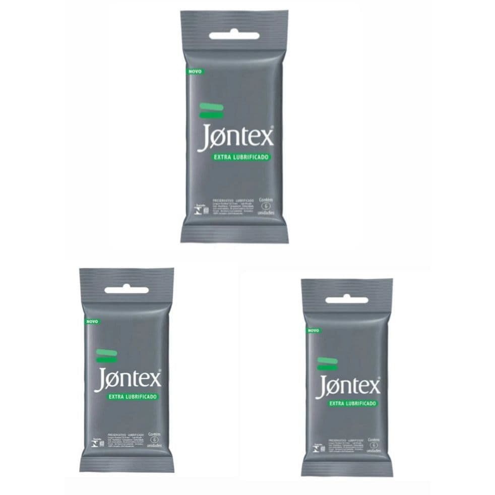 Kit com 3 Camisinha Jontex Confort Plus Extra Lubrificado 6 unidades