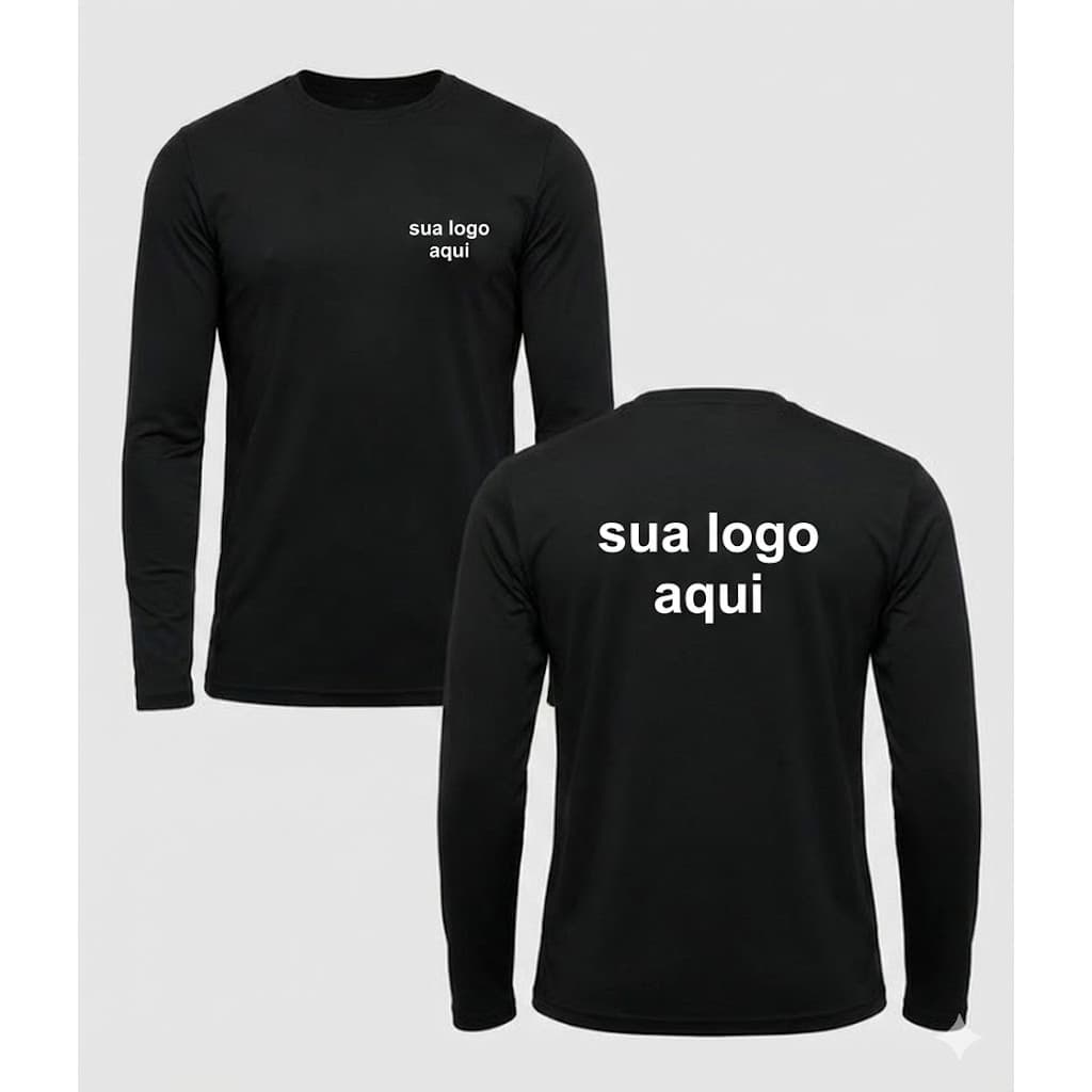 Camisa Térmica Personalizada Manga Longa – Sua Logo Aqui ou Arte frase qualquer estampa