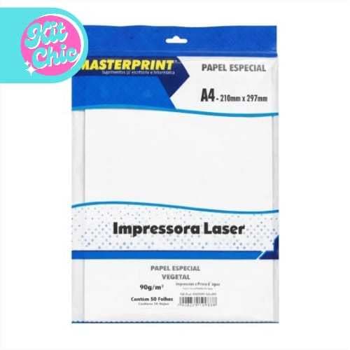 Papel Vegetal a Prova D'agua 90g 50 folhas Impressora Laser MasterPrint