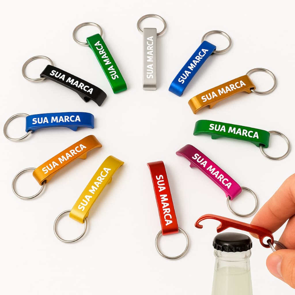 Kit 10 a 40 Chaveiros Abridor Personalizado Brindes Para Sua Empresa Marca Logotipo Gravado