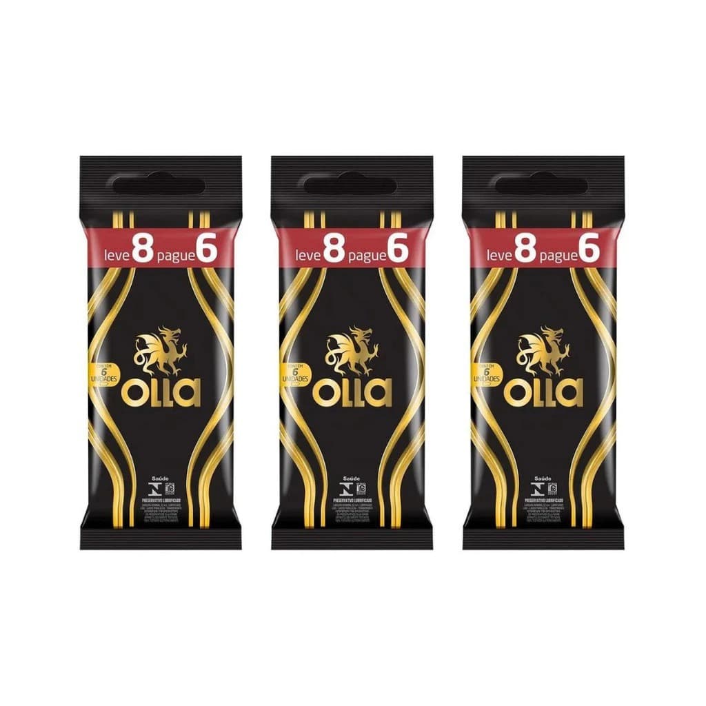 Kit 3x Preservativo Lubrificado Olla Pacote Leve 8 Pague 6