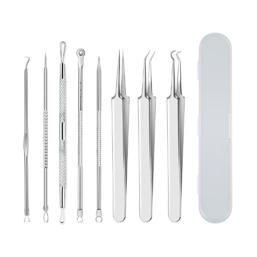 Kit 8 Peças  Removedor de Cravos, Ferramenta Extrator de espinhas comedone de Manchas para Cravos Espinhas