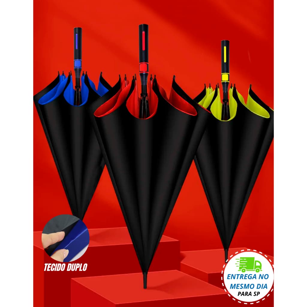 Guarda Chuva Automático Grande Tecido Duplo de Fibra de Vidro Reforçado Contra Vento Guarda Chuva Extra Grande