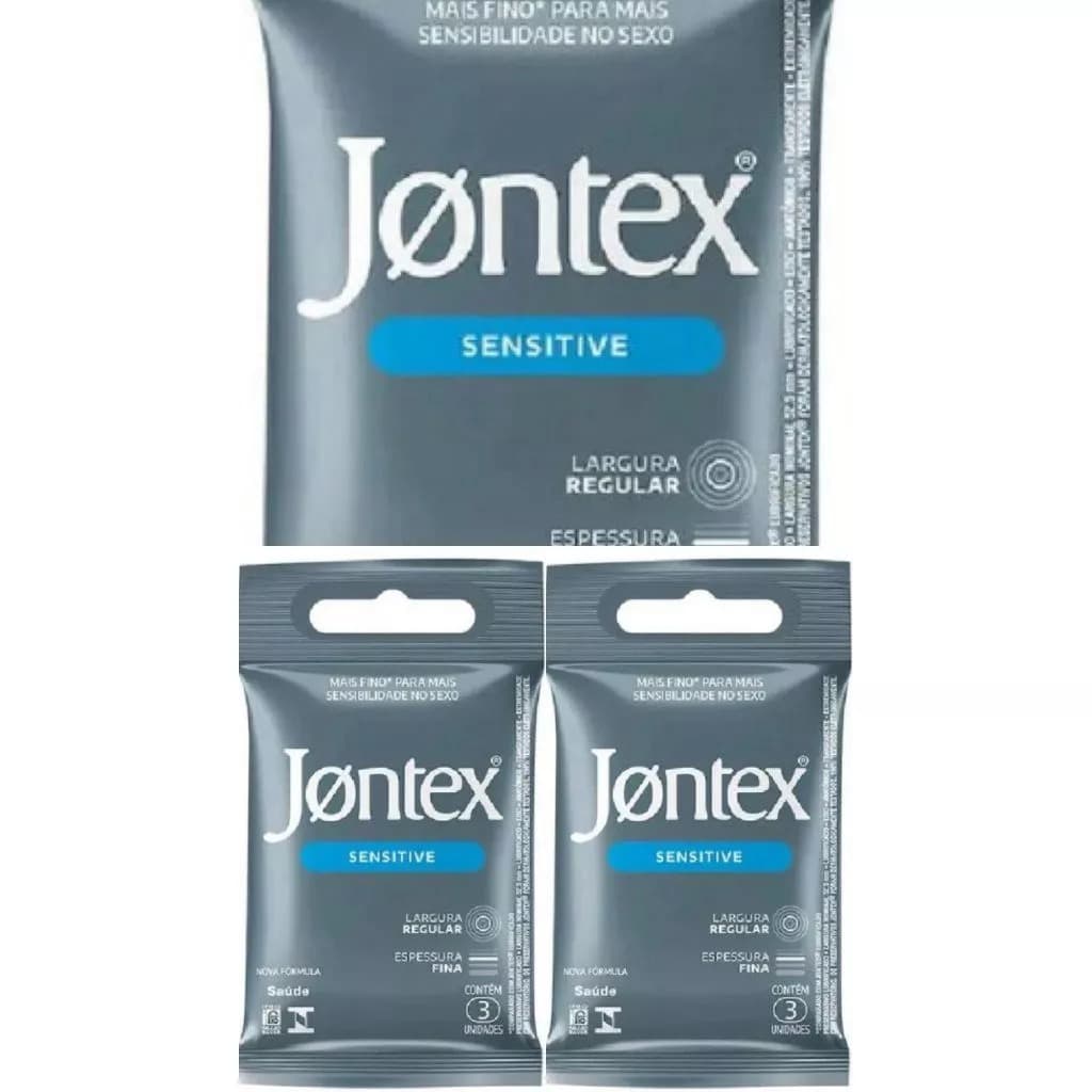 Kit com 3 Preservativo Jontex Sensitive Com 3