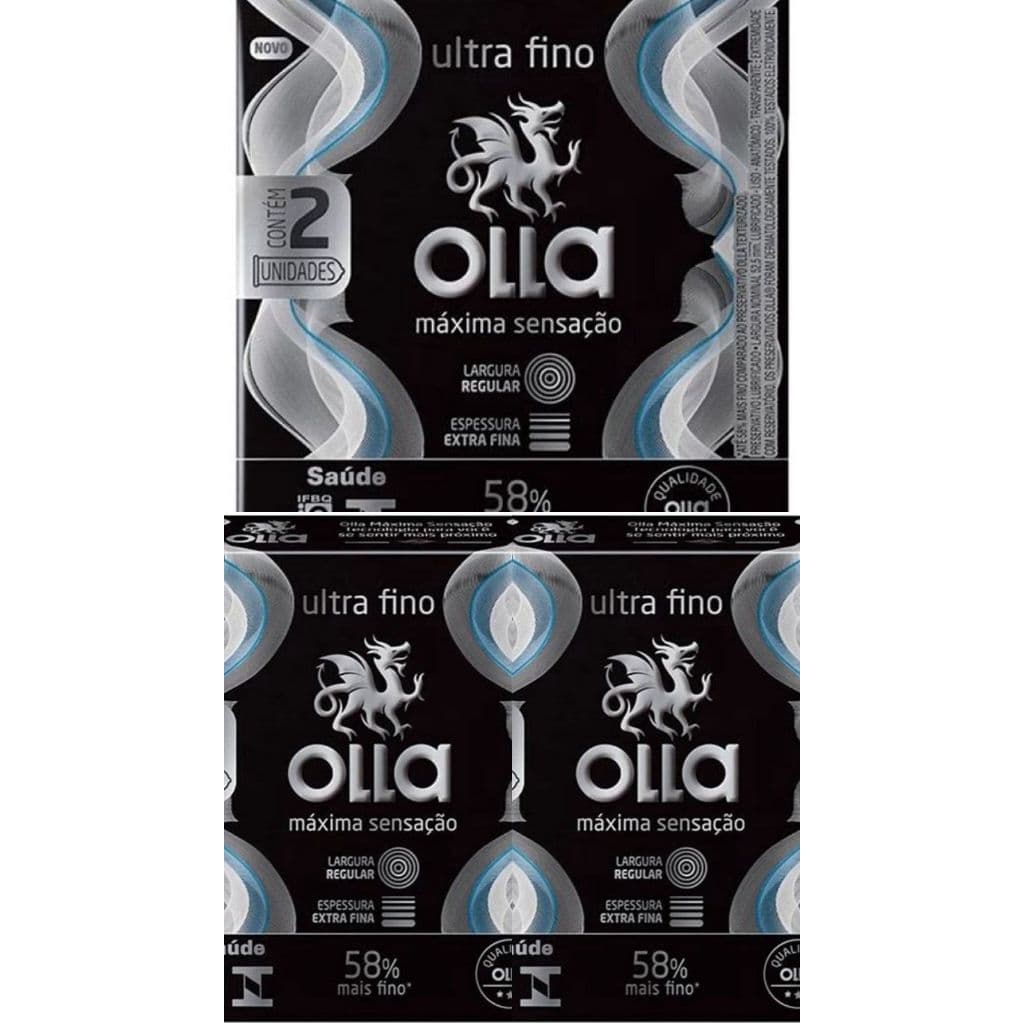 Kit com 3 Preservativo Olla Máxima Sensação Ultra Fino 2 Unidades