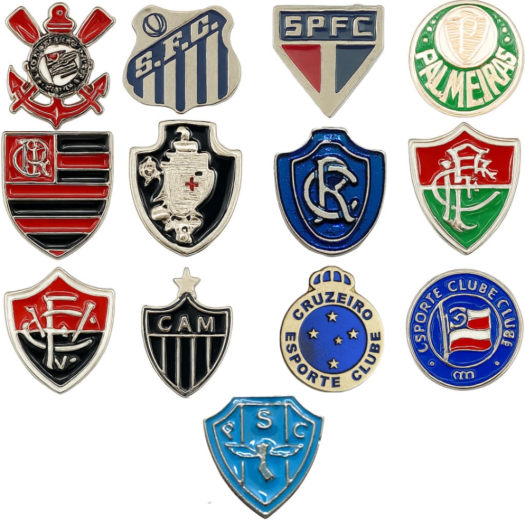 Par de Pingentes de Times em Metal Banho Prata