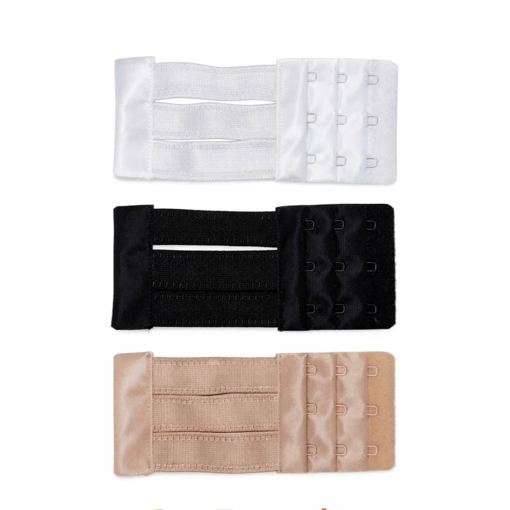 3 Peças Extensor de Alça de Sutiã - Preto, Bege, Branco, 3 Ganchos Ajustáveis