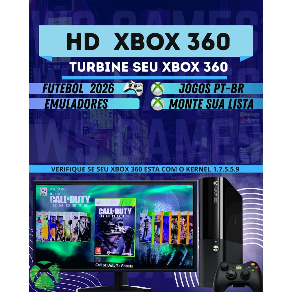 HD Externo para Xbox 360 | Jogos Selecionados | Pronto para Usar