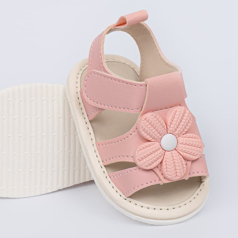 Sandália Infantil Feminina Floral Rosa Bebê Confortável Menina