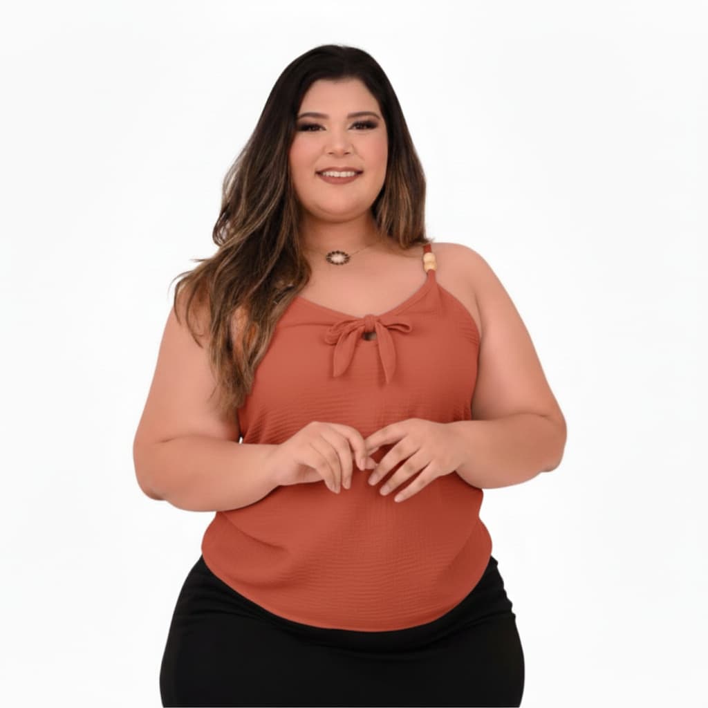 BLUSA REGATA CREPE DUNAS LISA LAÇO