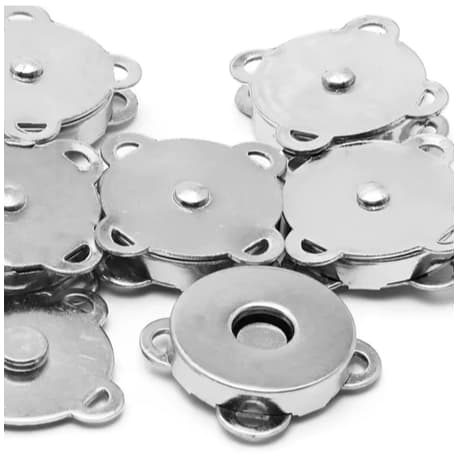 Botão Imantado para Costura - 10 Unidades - 18mm - Prata