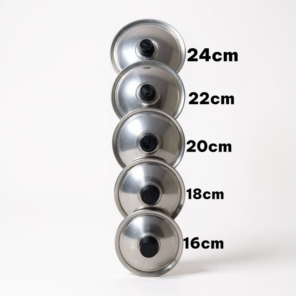 Jogo De Tampas De Alumínio p/ Panela Tamanhos 16/18/20/22/24 Cm