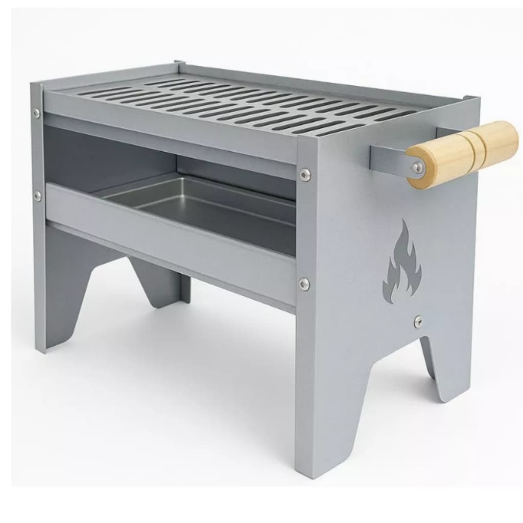 Churrasqueira Carvão Pequena Portátil Pequena Camping Pesca Cinza