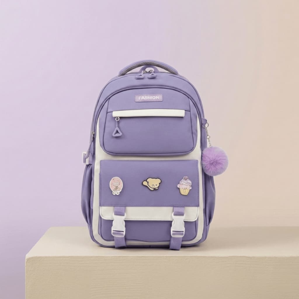 Mochila Escolar Feminina Preta Fofa Grande Impermeável Reforçada e Confortável para escola ou Viagem