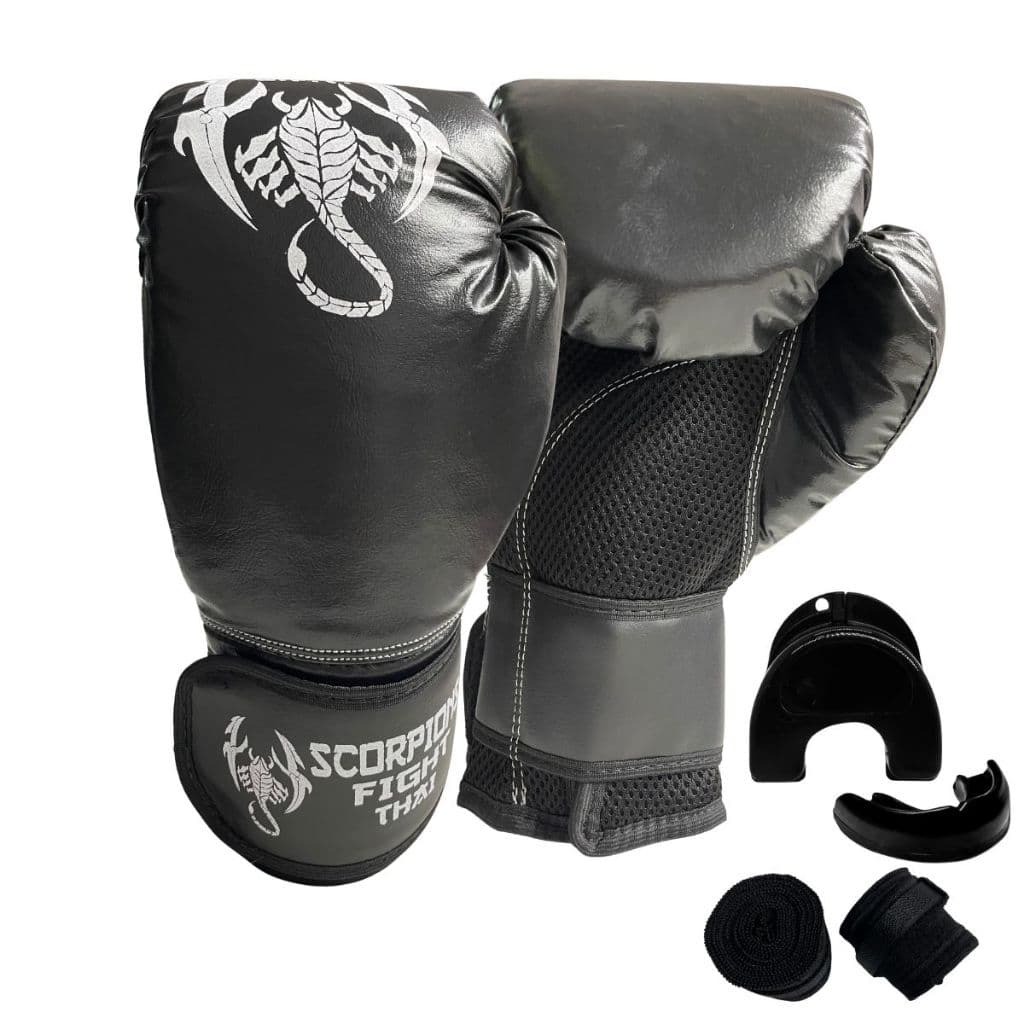 kit Muay Thai Boxe Luva+ Bandagen+Bucal+sacola