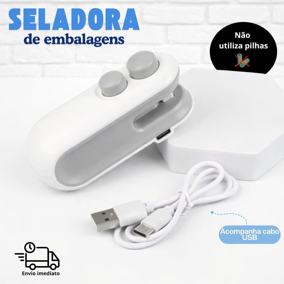 Mini Selador Portátil 2 em 1 Recarregável USB Máquina Seladora Magnética de Calor Sacos Embalagens