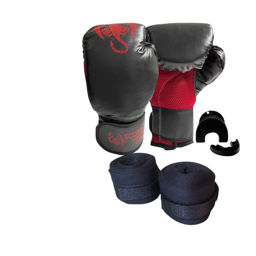Kit Muay Thai Boxe Kickboxing Luva+bandagem+bucal+ sacola