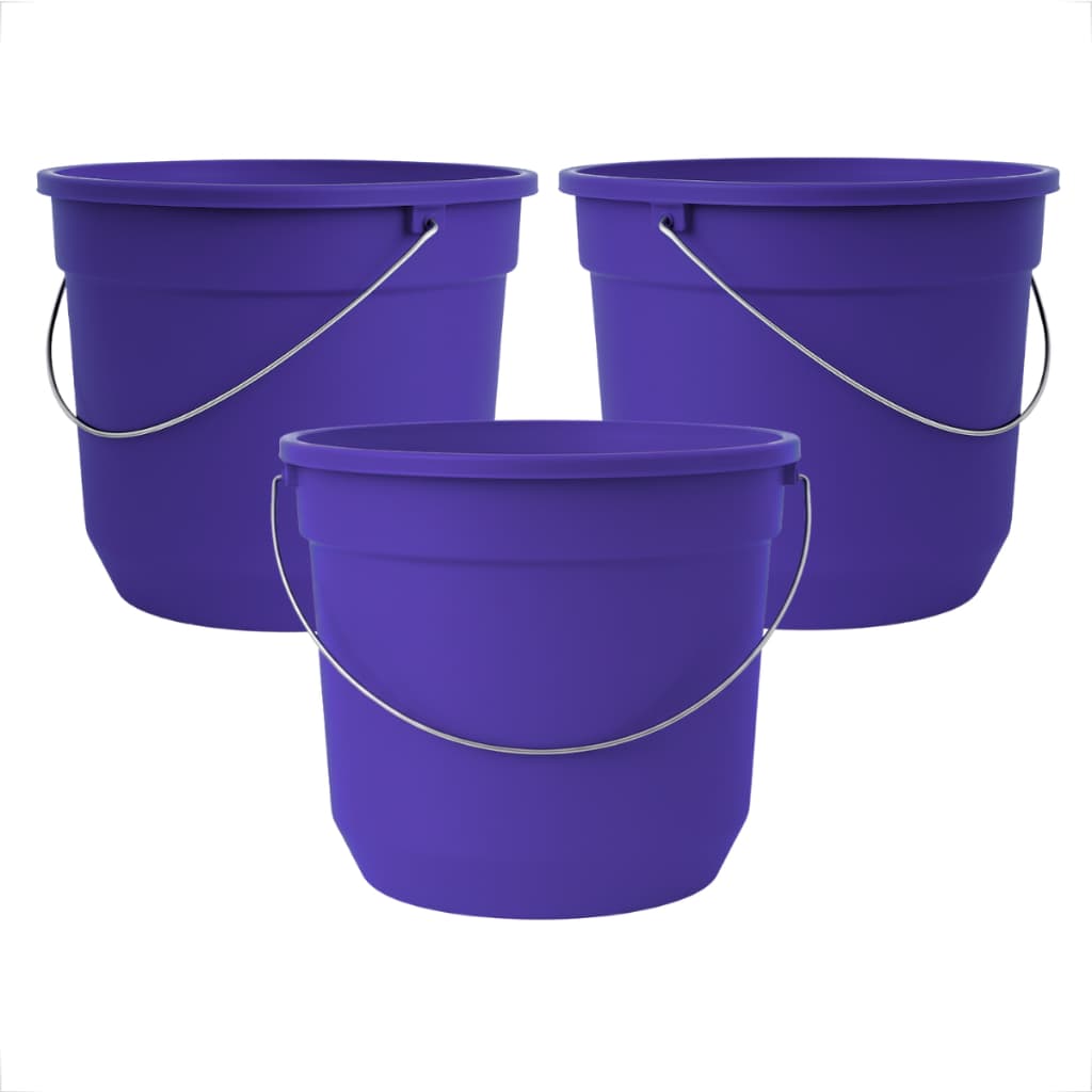 Kit 10 Baldes Plástico 8L Conjunto Resistenten Com Alça Metalica Reforçada Colorido Para Limpeza