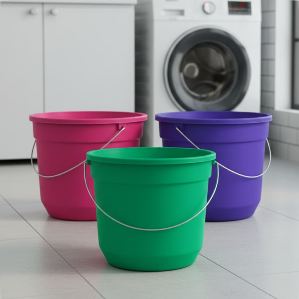Baldes Plástico 8L Multicoloridos Com Alça Metalica Resistente Para Organização Limpeza Pesada
