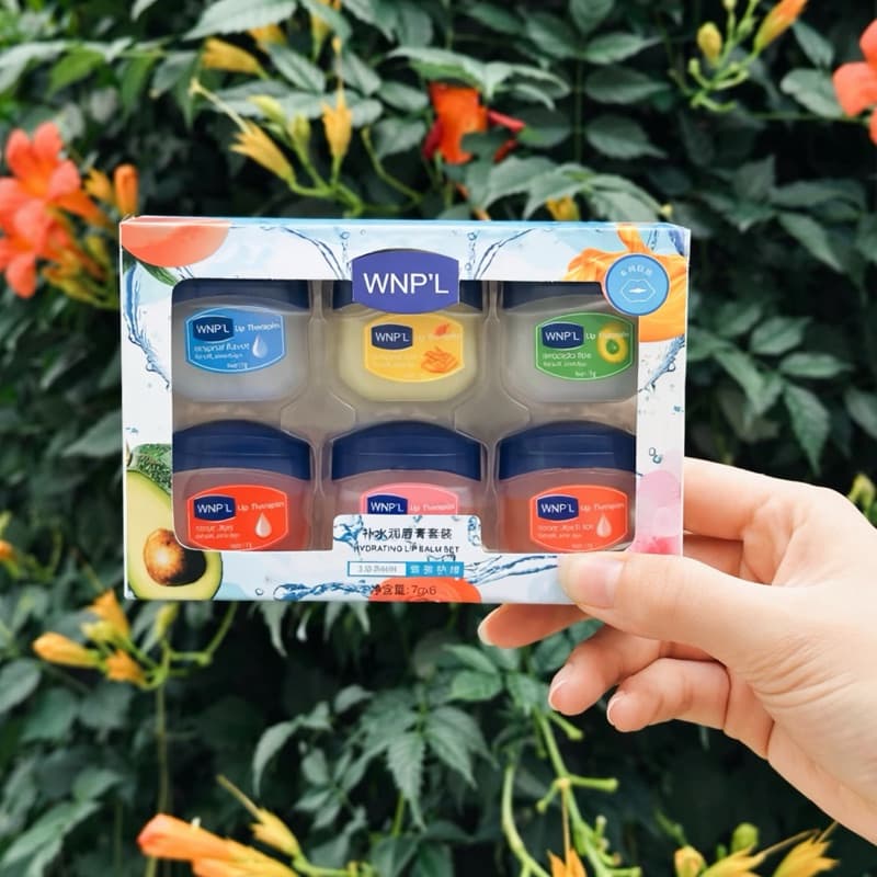 Hidratante Labial Balsamo WNPL Kit 6 Peças Com Sabor Frutas Batom Hidratante Vaselina