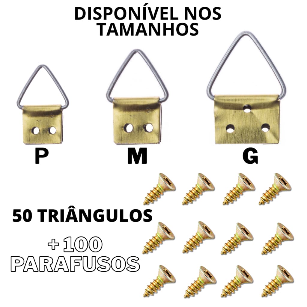 Kit 50 Pendurador Triângulo Quadros Mdf Artesanato + Parafusos P M G