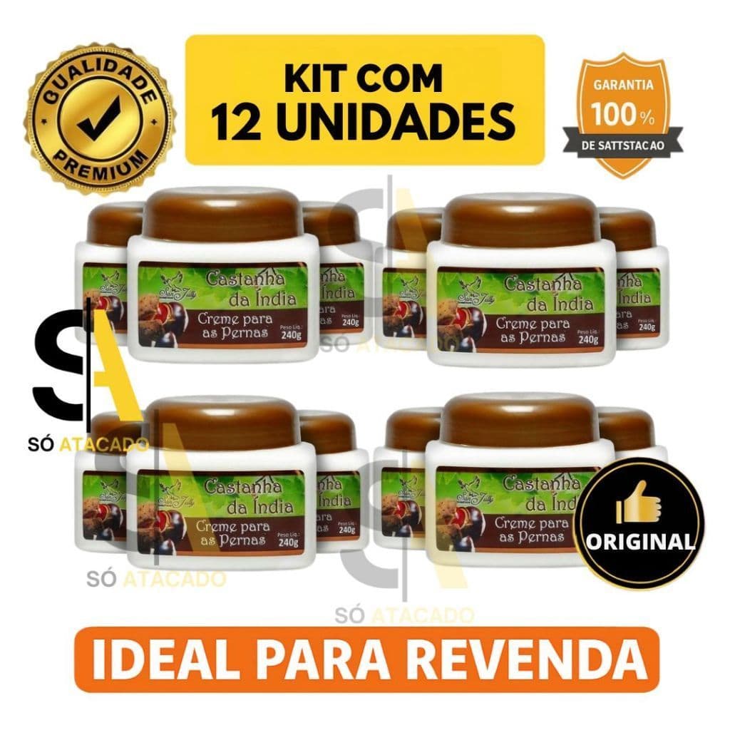Kit 12 Cremes Castanha da Índia 240g SanJully Para Pernas- Original Sanjully