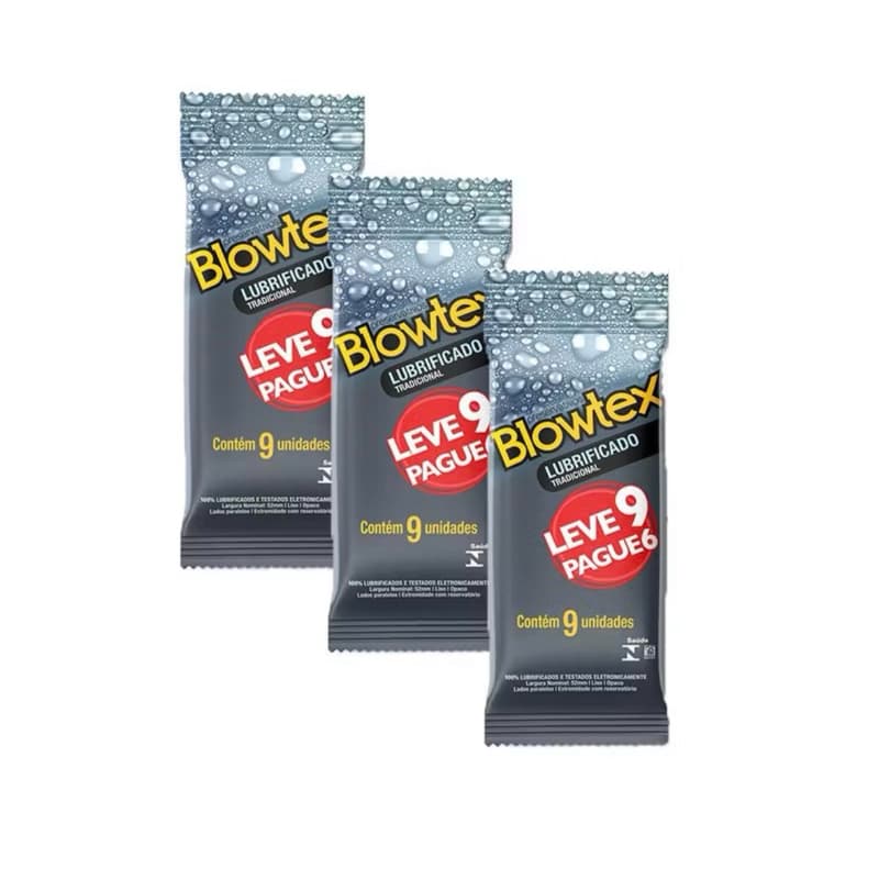 Kit 3 Pacotes Preservativo Blowtex Lubrificante C/ 9 Unidades Cada