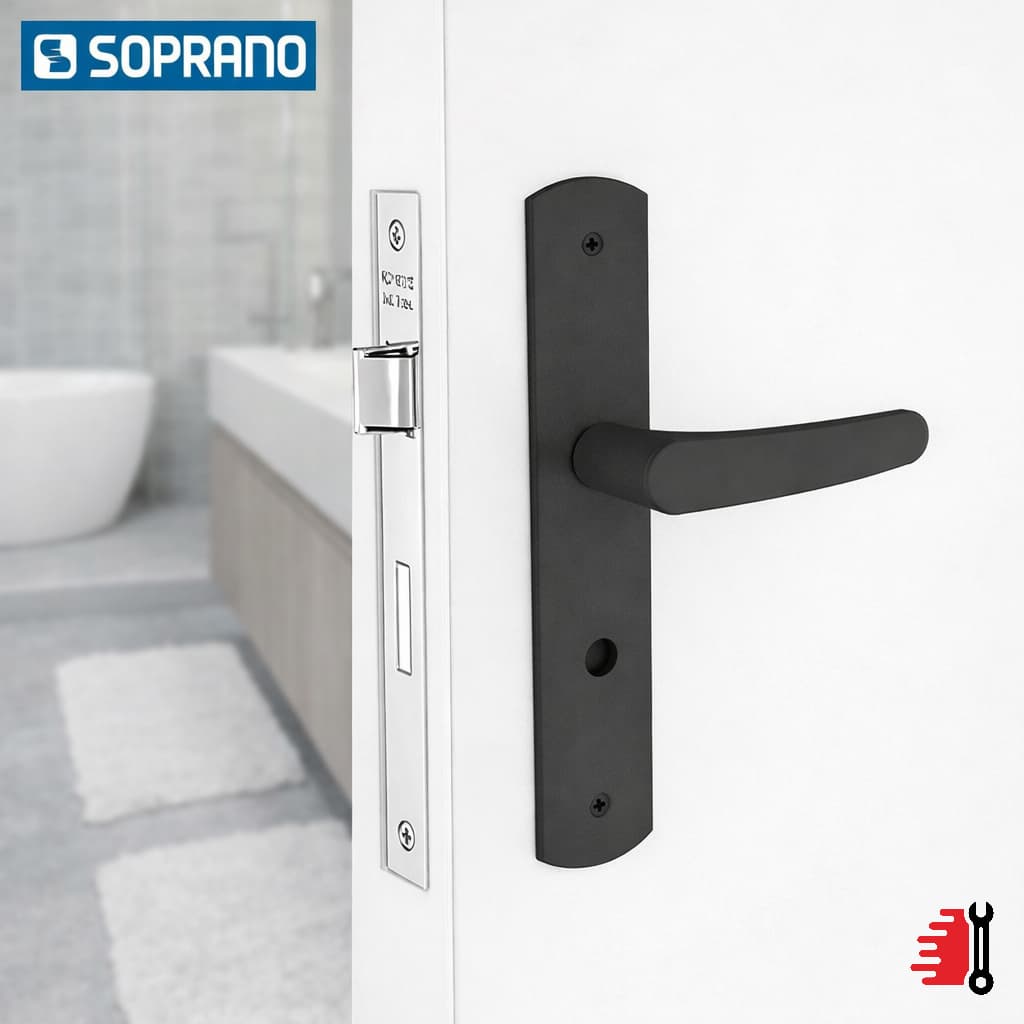 Fechadura Ipanema Soprano Banheiro Preta ESP 27 Trinco Interno Design Moderno