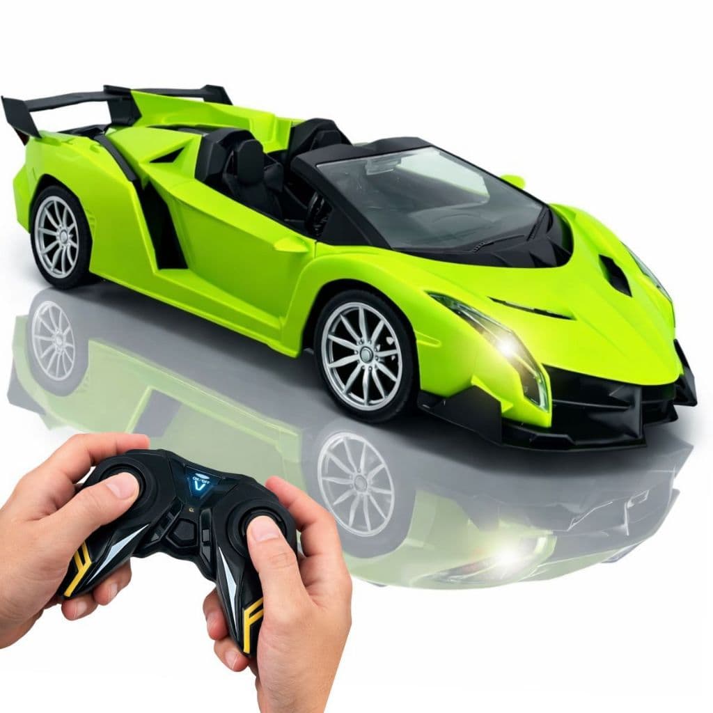 Brinquedo Carrinho de Controle Remoto Esportivo Sem Fio Rápido Acende Farol Ferrari Bugatti